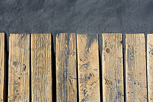 黑色,海滩,沙子,木地板