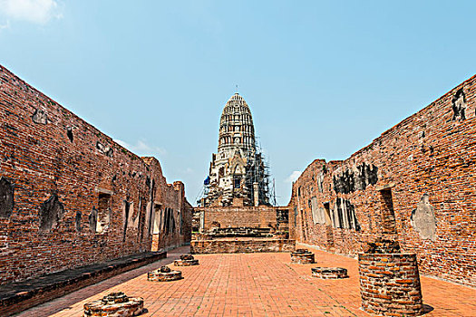 庙宇,修复,寺院,大城府,泰国,亚洲