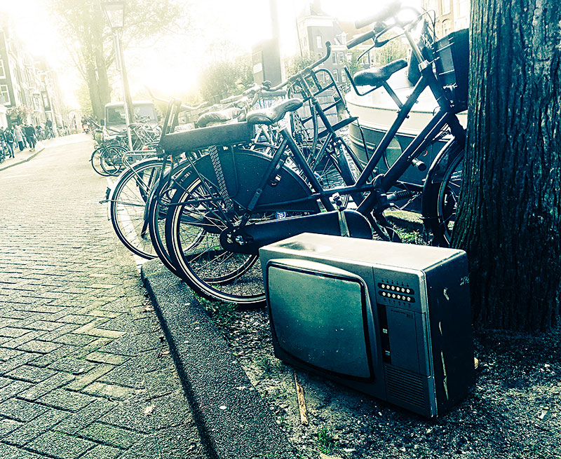 巨大,垃圾,电视,路边,阿姆斯特丹,省,北荷兰,荷兰