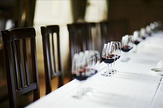 桌子,白色,玻璃杯,红酒