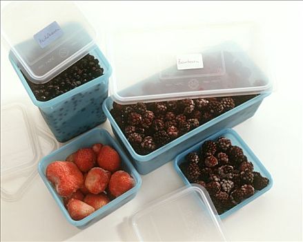 冰冻,草莓,黑莓,蓝莓