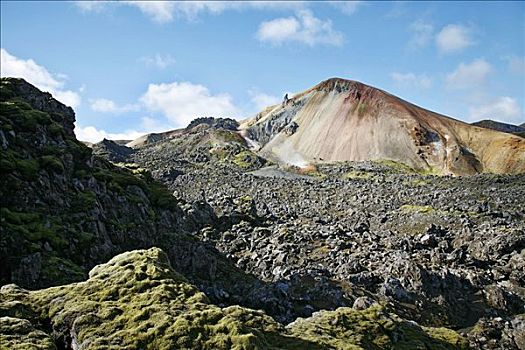 彩色,色彩,矿物质,硫,围绕,熔岩原,兰德玛纳,冰岛,欧洲