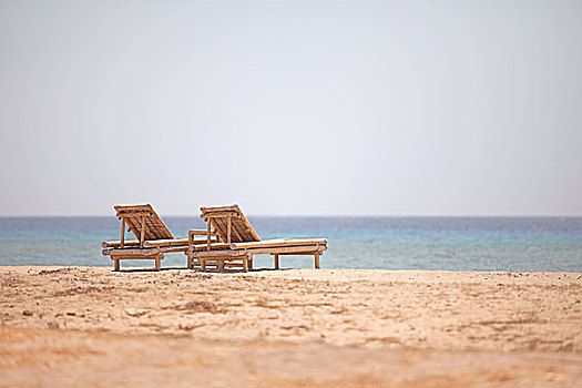 竹子,躺椅,海滩