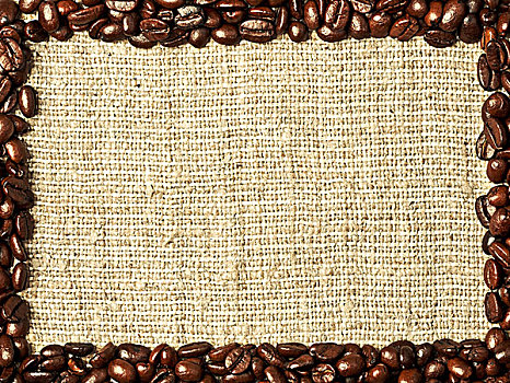 咖啡豆,粗麻布,背景