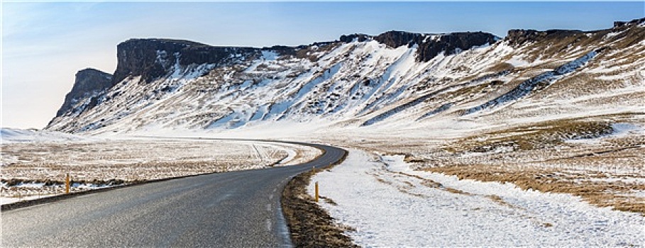 道路,冬天,山,冰岛