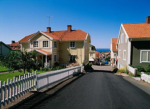 别墅,长,街道,小,乡村,瑞典