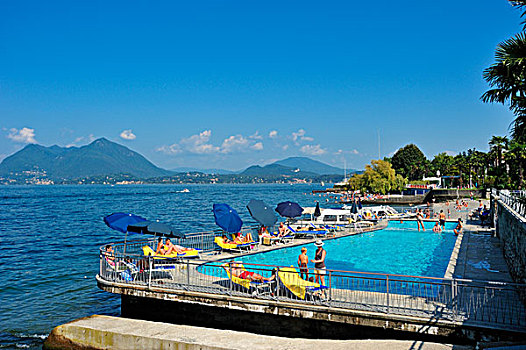 游泳,游泳池,酒店,帕尔玛,史特蕾沙,马焦雷湖,意大利,欧洲