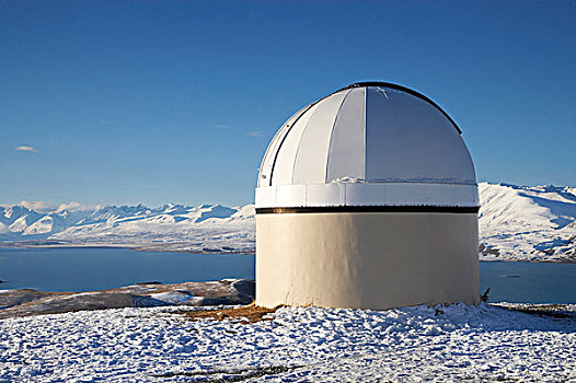 新西兰,南岛,坎特伯雷,麦肯齐山区,望远镜,圆顶,山,观测,特卡波湖
