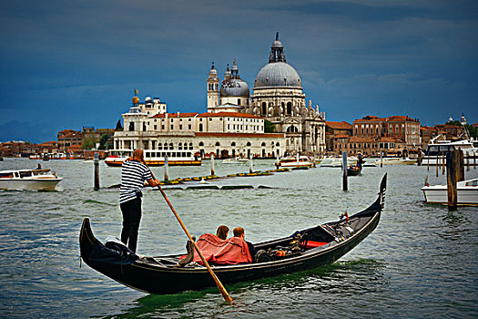 小船,威尼斯,教堂,圣马利亚,行礼,运河,意大利