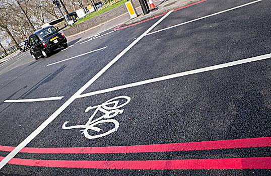 英格兰,伦敦,公园,道路,自行车道,标记,红色,线条,停止