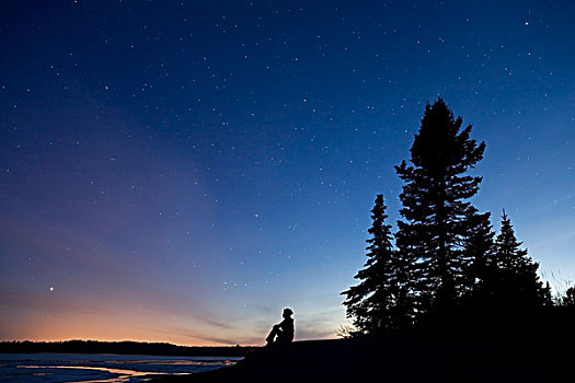 星星,注视,保护区,上方,苏必利尔湖,安大略省,加拿大