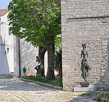 青铜,雕塑,道路,克莱斯,岛屿,克罗地亚,欧洲