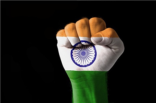 拳头,涂绘,彩色,印度,旗帜