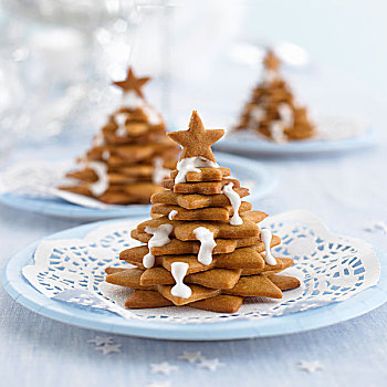 饼干,一堆,圣诞树,装饰,糖粉