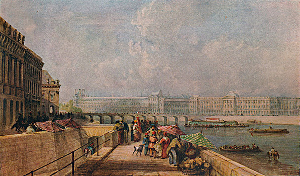 艺术桥,卢浮宫,码头,艺术家,老人