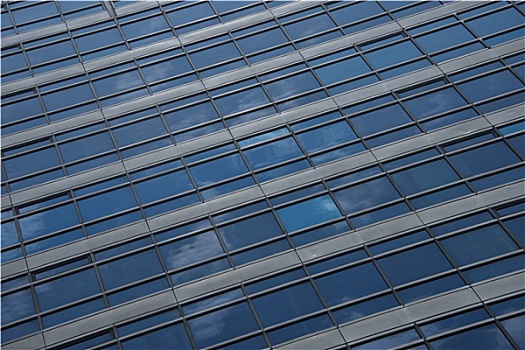 反射,云,蓝色,玻璃,摩天大楼