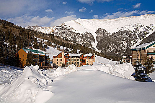 滑雪胜地,积雪,风景,落基山脉,科罗拉多,美国
