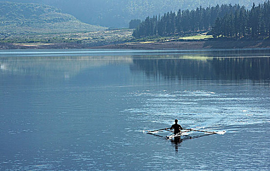 划船,短桨,湖