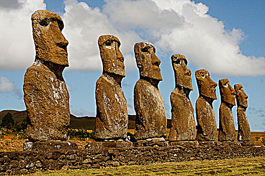 摩埃石像,山,拉诺拉拉库,复活节岛,智利