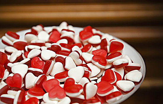 盘子,红色,白色,心形,甜食