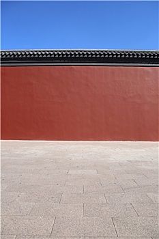 中国元素红色的古老围墙