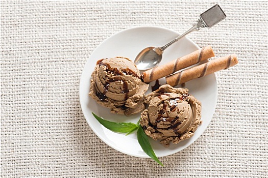俯视,巧克力冰淇淋