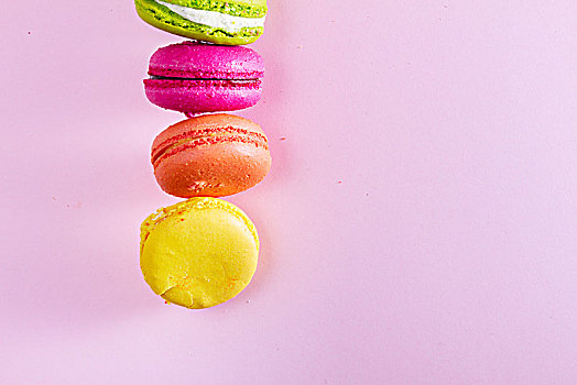 蛋白杏仁饼干,饼干,粉色,排,粉色背景,留白