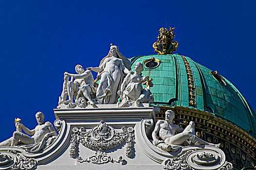 雕塑,圆顶,国家图书馆,霍夫堡,皇宫,复杂,维也纳,奥地利