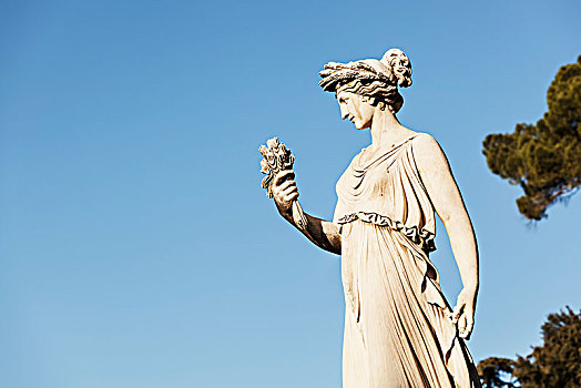 雕塑,女性,蓝天,罗马,意大利