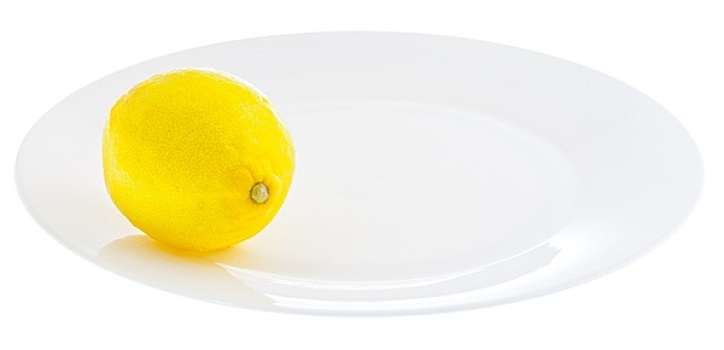 亮黄色,柠檬,白色背景,盘子