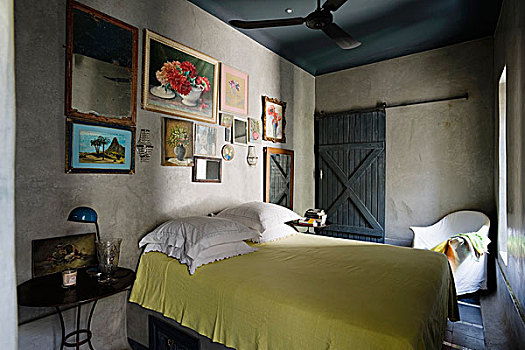 柠檬,绿色,被面,花,艺术品,展示,摩洛哥,卧室