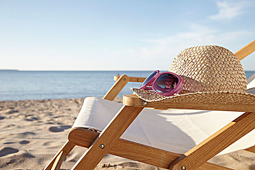 太阳帽,墨镜,椅子,海滩,波罗的海,德国