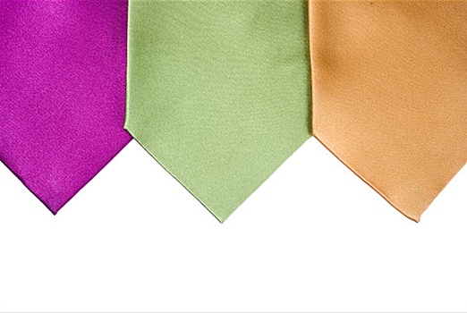 三个,领带,粉色,绿色,橙色