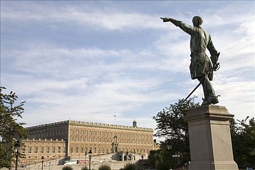 纪念建筑,正面,皇家,城市宫殿,斯德哥尔摩,瑞典,斯堪的纳维亚,欧洲
