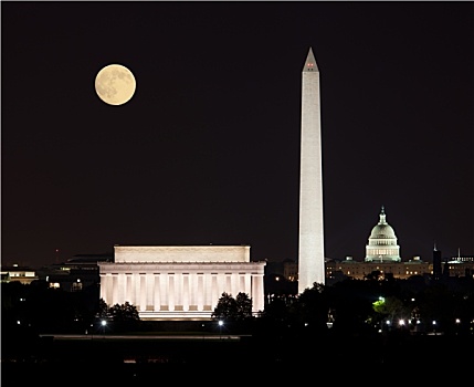 月亮,上升,华盛顿特区