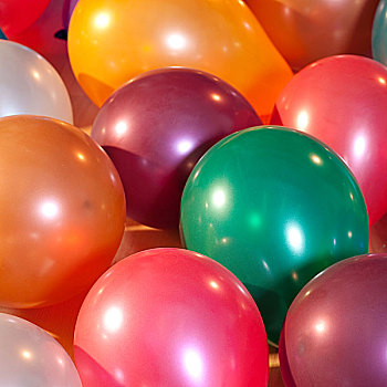 彩色,气球,聚会,躺着,地面