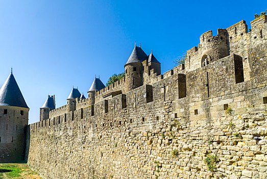 风景,加固墙,塔,古老,历史,要塞,卡尔卡松尼,法国