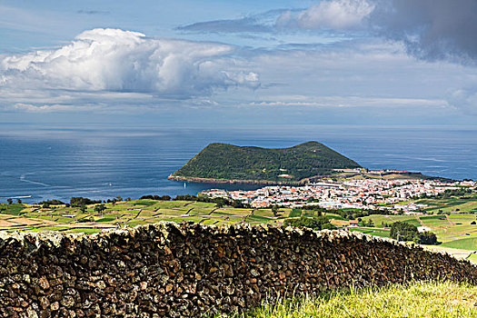 火山岩,石墙,正面,俯视图,农业,风景,蒙特卡罗,巴西,远景,岛屿,亚速尔群岛,葡萄牙