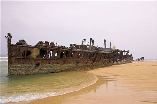 船,残骸,弗雷泽岛,昆士兰,澳大利亚
