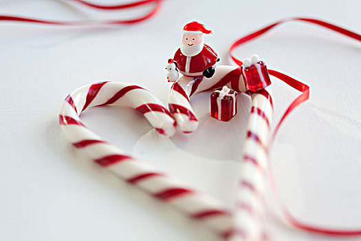 拐棍糖,心形,圣诞老人,玻璃,装饰