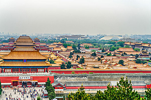 北京景山公园故宫全景