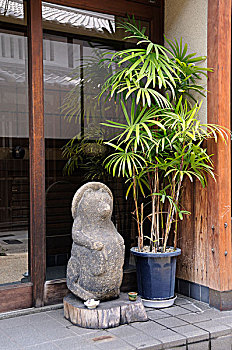 石头,浣熊,狗,象征,日本米酒,餐馆,京都,日本,亚洲
