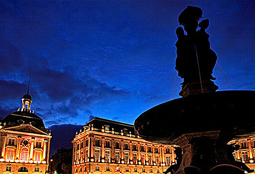 法国,波尔多,股票交易所,广场,喷泉