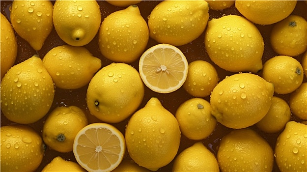 新鲜可口美味的黄色柠檬