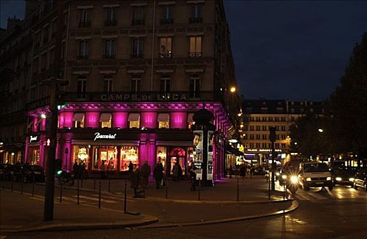 玻璃工厂,巴黎,街道,场景,夜晚,法国