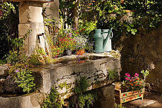 花园,盥洗池,城堡,靠近,圣徒,法国