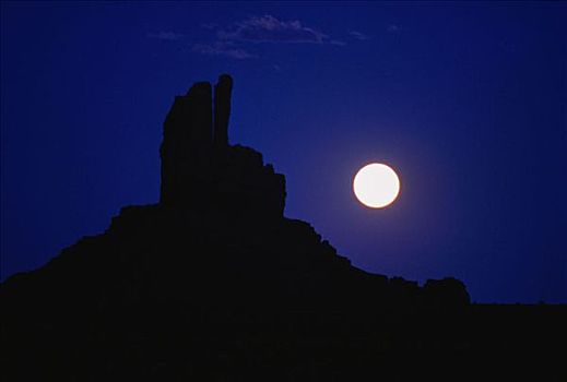 满月,上方,纪念碑谷,亚利桑那,美国