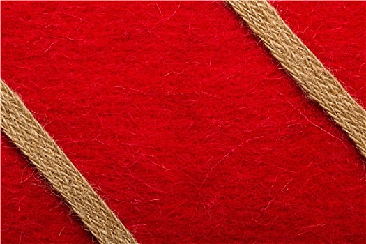 黄麻纤维,绳索,上方,红色背景