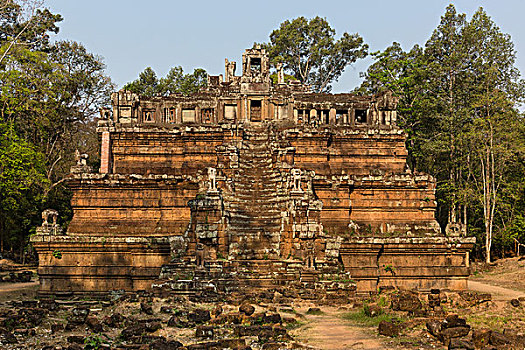 庙宇,后面,平台,吴哥窟,收获,省,柬埔寨,亚洲