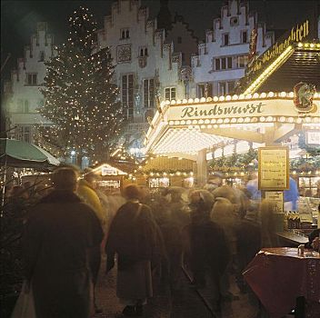 圣诞节,市集,风景,市政厅,市场,圣诞树,晚间,德国,欧洲